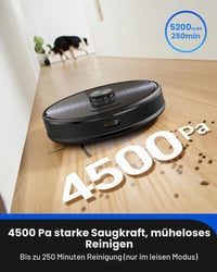 Robotický vysávač a mop Proscenic M9, sací výkon 4500 Pa, duálne rotačné mopy, LiDAR navigácia, stanica s automatickým vyprázdňovaním, Alexa a 3