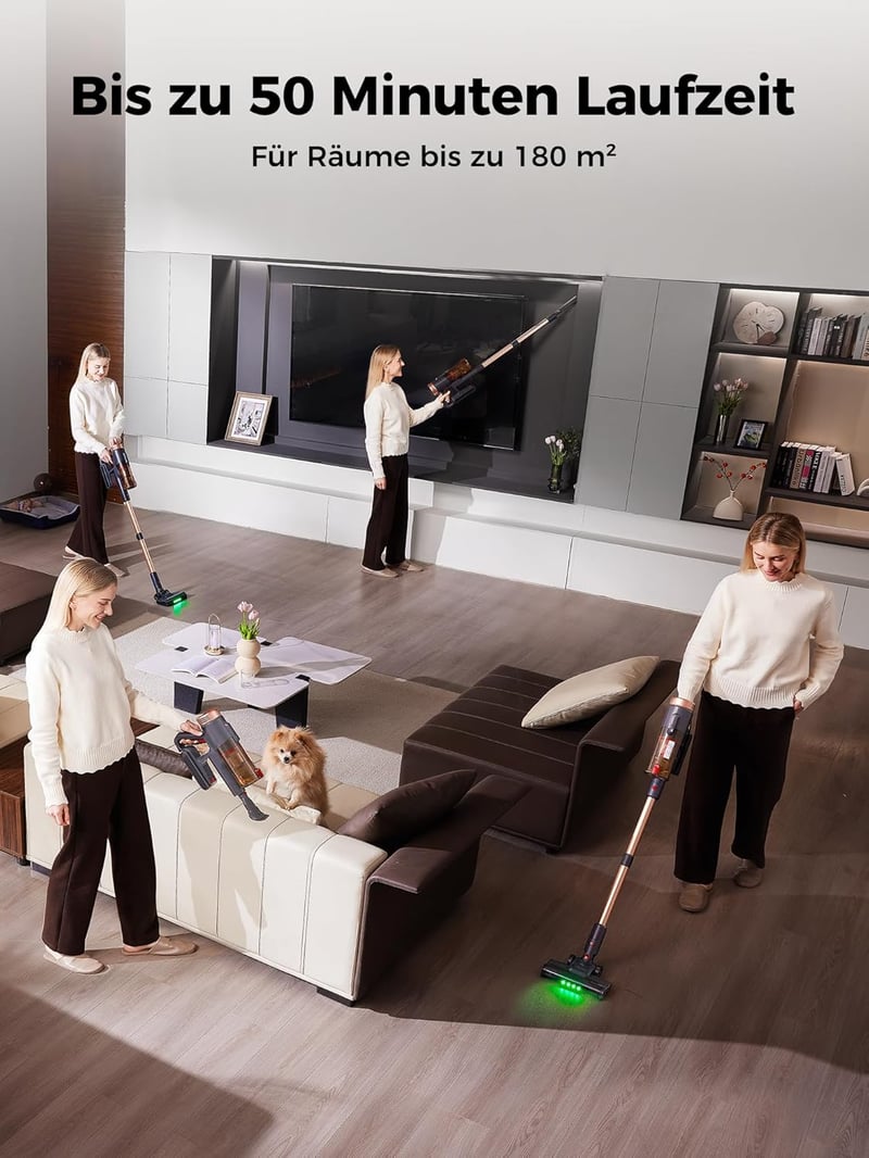 Proscenic P11 Ultra vezeték nélküli porszívó, 50 kPa, 50 perc üzemidő, érintőképernyő, arany