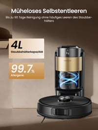 Robotický vysávač Proscenic Q20Plus s funkciou mopovania, 10 000 Pa, výdrž batérie 200 minút, bezvrecková vyprázdňovacia stanica, 3 v 1, na zvieracie chlpy, koberce a tvrdé podlahy, čierny 4