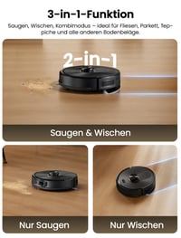 Robotický vysávač Proscenic Q20Plus s funkciou mopovania, 10 000 Pa, výdrž batérie 200 minút, bezvrecková vyprázdňovacia stanica, 3 v 1, na zvieracie chlpy, koberce a tvrdé podlahy, čierny 6