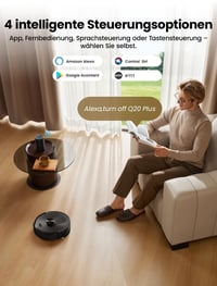 Robotický vysávač Proscenic Q20Plus s funkciou mopovania, 10 000 Pa, výdrž batérie 200 minút, bezvrecková vyprázdňovacia stanica, 3 v 1, na zvieracie chlpy, koberce a tvrdé podlahy, čierny 7