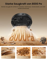 Robotický vysávač Proscenic Q8 Max+ s funkciou mopovania, 8000 Pa, výdrž batérie 200 minút, automatická vyprázdňovacia stanica, LiDAR navigácia, 5 máp, detekcia prekážok, ovládanie cez aplikáciu 2