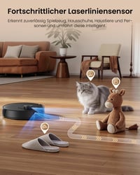 Robotický vysávač Proscenic Q8 Max+ s funkciou mopovania, 8000 Pa, výdrž batérie 200 minút, automatická vyprázdňovacia stanica, LiDAR navigácia, 5 máp, detekcia prekážok, ovládanie cez aplikáciu 4
