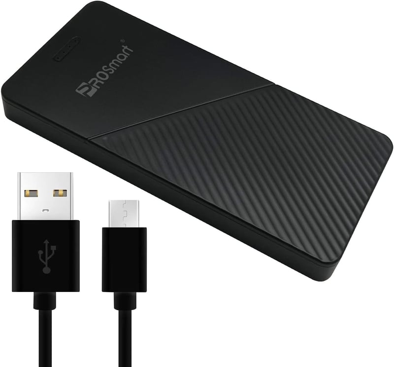 PROSmart 10000 mAh USB-C Powerbank Fűthető Mellényekhez - Hordozható Akkumulátor Csomag Hosszabb Kültéri Használathoz, Fekete