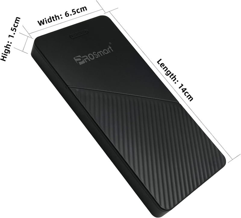 PROSmart 10000 mAh USB-C Powerbank Fűthető Mellényekhez - Hordozható Akkumulátor Csomag Hosszabb Kültéri Használathoz, Fekete