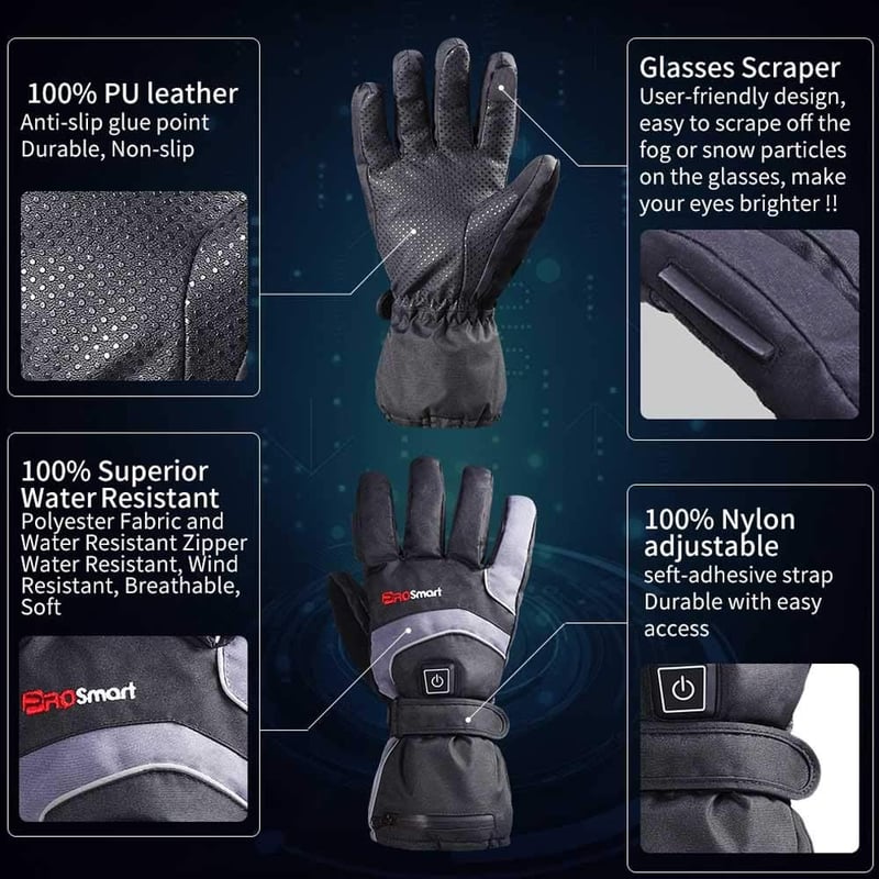 PROSmart Elektromos Fűthető Kesztyű L-es Akkumulátorral - Unisex Kézmelegítő Síeléshez, Snowboardozáshoz, Téli Sportokhoz