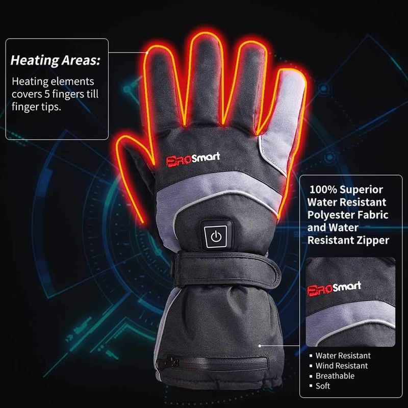 PROSmart Elektromos Fűthető Kesztyű L-es Akkumulátorral - Unisex Kézmelegítő Síeléshez, Snowboardozáshoz, Téli Sportokhoz