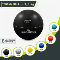Závažová fitlopta ProSource na pilates, jogu, silový tréning a fyzioterapiu, od 2 lb do 8 lb, farebne odlíšená 2