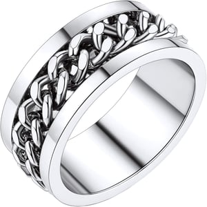 Otočný retiazkový prsteň PROSTEEL z nehrdzavejúcej ocele, 8 mm - strieborný - veľkosť 52