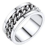 Otočný retiazkový prsteň PROSTEEL z nehrdzavejúcej ocele, 8 mm - strieborný - veľkosť 52 2