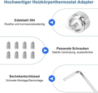 prota M30x1.5 Radiátor Termosztát Adapter Rozsdamentes Acél 4db Fűtési Szelep Adapter 3