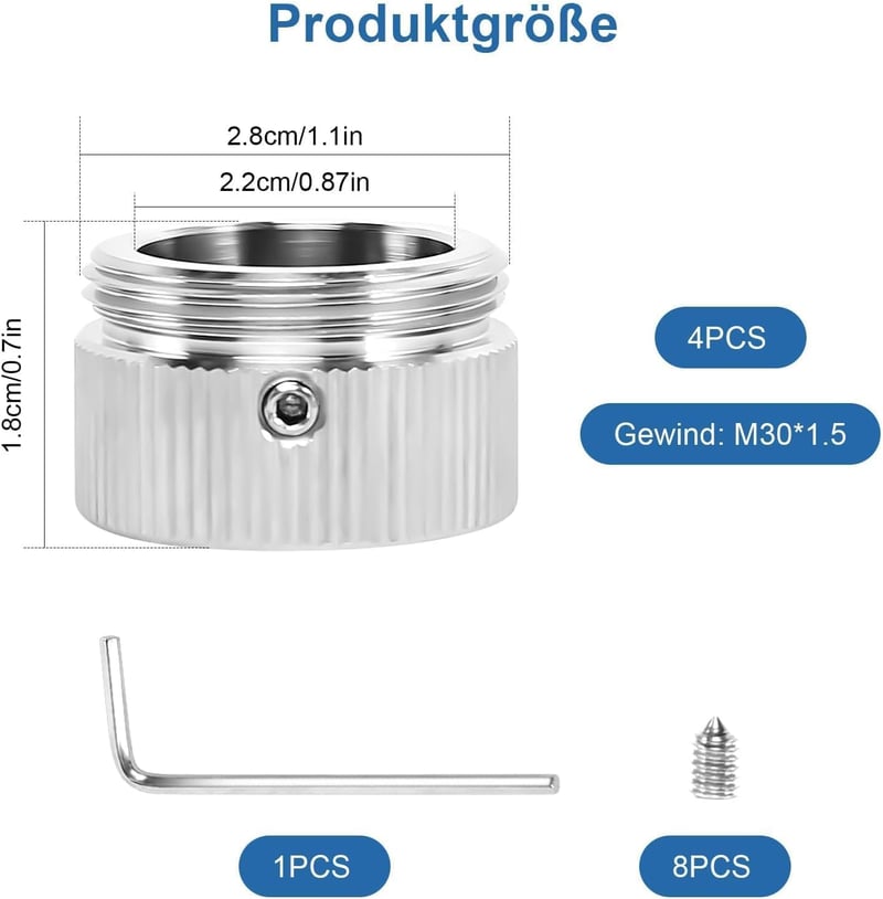 prota M30x1.5 Radiátor Termosztát Adapter Rozsdamentes Acél 4db Fűtési Szelep Adapter