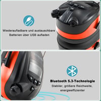 PROTEAR Bluetooth 5.3 Hallásvédő Fejhallgató DAB/DAB+/FM Rádióval - Újratölthető, Kihangosítható, 30dB Zajcsökkentés, Kényelmes Viselet 4