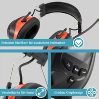 PROTEAR Bluetooth 5.3 Hallásvédő Fejhallgató DAB/DAB+/FM Rádióval - Újratölthető, Kihangosítható, 30dB Zajcsökkentés, Kényelmes Viselet 5