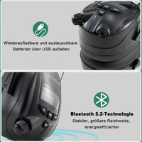 PROTEAR Bluetooth 5.3 Hallásvédő Fültok DAB/DAB+/FM Rádióval, Újratölthető, Kihangosítóval, 30dB SNR - Fűnyíráshoz, Fűrészeléshez, Műhelymun 4