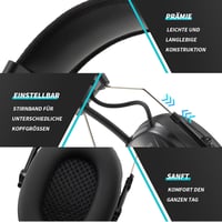 PROTEAR Bluetooth 5.3 Hallásvédő Fülvédő DAB+/FM Rádióval, Újratölthető Akkumulátor, SNR 30dB 4