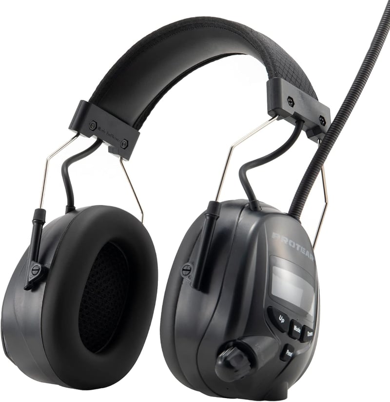 PROTEAR Bluetooth 5.3 Hallásvédő Fülvédő DAB+/FM Rádióval, Újratölthető Akkumulátor, SNR 30dB
