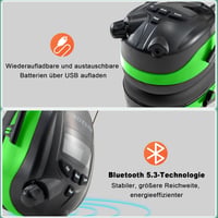 PROTEAR Bluetooth 5.3 Hallásvédő Rádióval DAB/DAB+/FM - Újratölthető Fülvédő Kihangosító Funkcióval, 30dB SNR - Fűnyíráshoz, Fűrészeléshez,  4