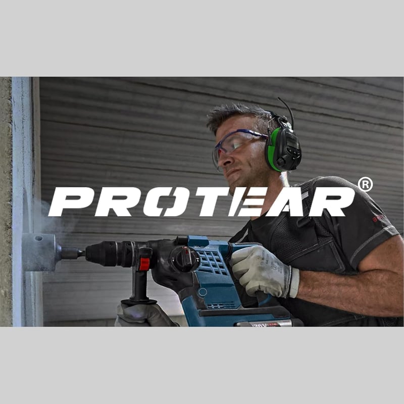 PROTEAR Bluetooth 5.3 Hallásvédő Rádióval DAB/DAB+/FM - Újratölthető Fülvédő Kihangosító Funkcióval, 30dB SNR - Fűnyíráshoz, Fűrészeléshez, 