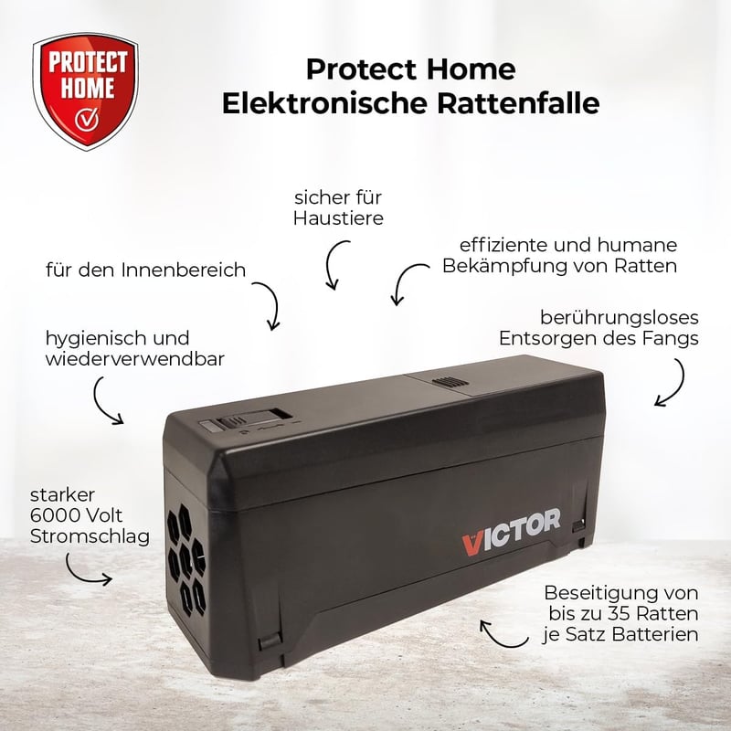 PROTECT HOME 6000V Elektromos Egércsapda Biztonságos Kártevőirtás