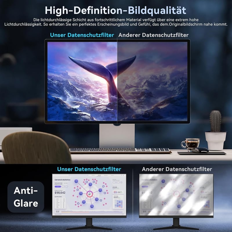 Protescreen 23.8" Monitor Adatvédelmi Szűrő 16:9 Kékfény Szűrő