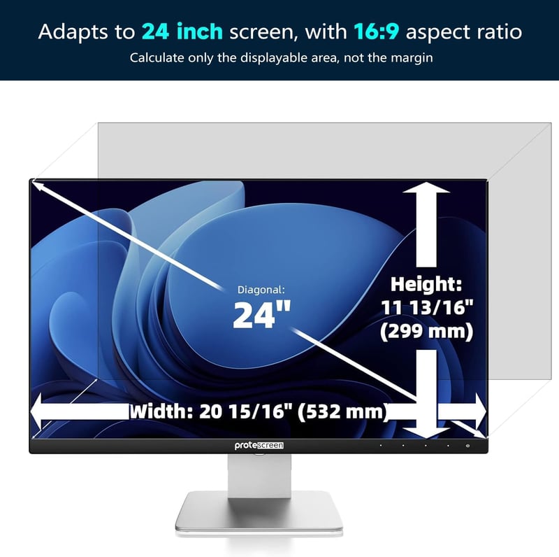 Protescreen 24" Monitor Adatvédelmi Szűrő 16:9 Kék Fény Szűrés