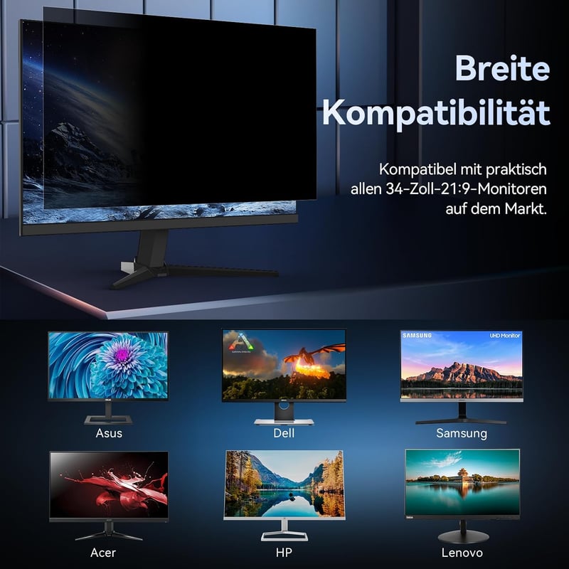 Protescreen 34" 21:9 monitorvédő fólia, kékfény szűrő, privacyfilter