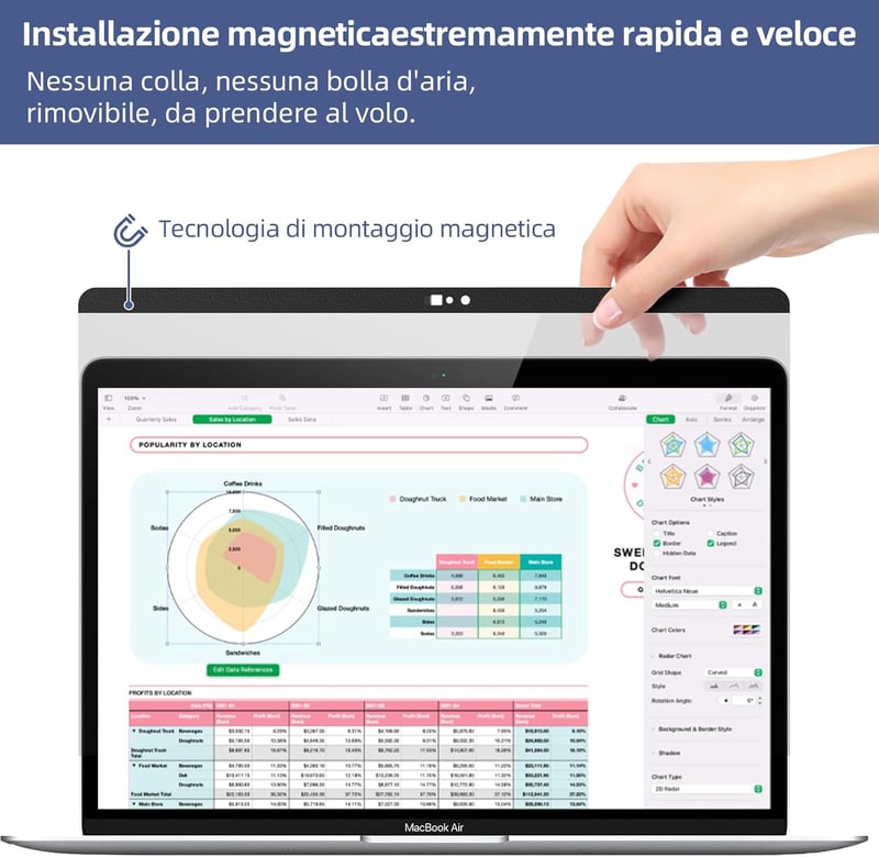 Protescreen MacBook Air/Pro 13" mágneses adatvédelmi képernyővédő kék fény szűrővel