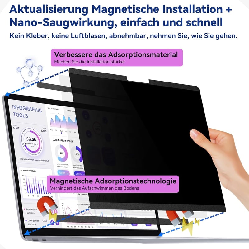 Protescreen Mágneses Adatvédelmi Szűrő Microsoft Surface Laptop Studio 14.4" - Kék Fény Szűrő