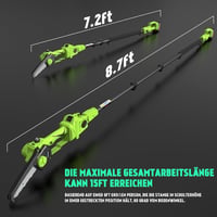 PROTMEX 2-in-1 Akkumulátoros Teleszkópos Metszőolló 8 Colos, Zöld, 900W, Kerti Ágvágó Szett 2 db 4000 mAh Akkuval 5