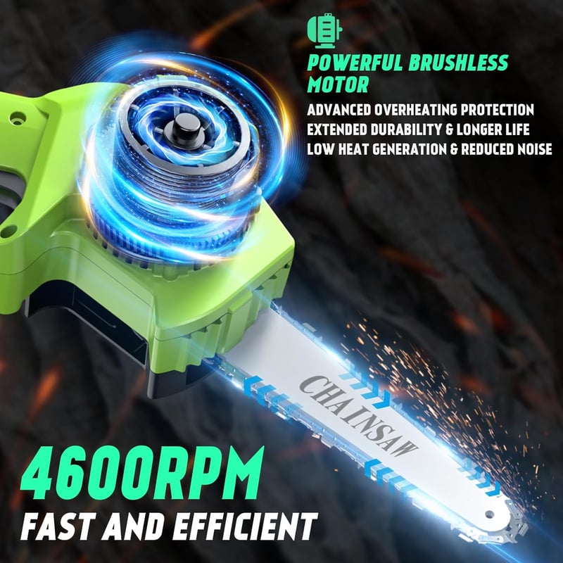 PROTMEX 2-in-1 Akkumulátoros Teleszkópos Metszőolló 8 Colos, Zöld, 900W, Kerti Ágvágó Szett 2 db 4000 mAh Akkuval