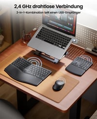 ProtoArc EKM04 ergonomikus billentyűzet-egér szett, 2,4 GHz, osztott kialakítás, külön numerikus blokk 6