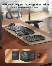 ProtoArc EKM04 ergonomikus billentyűzet-egér szett, 2,4 GHz, osztott kialakítás, külön numerikus blokk 8