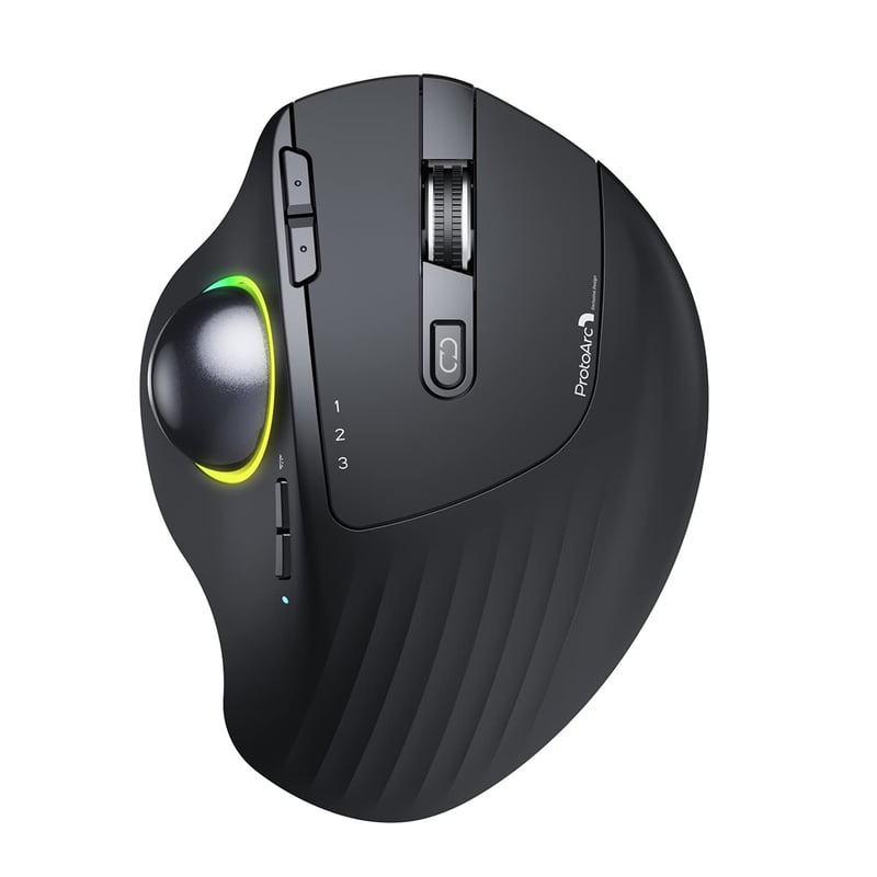 ProtoArc EM01 ergonomski RGB trackball miš, bežični, podesivi DPI, punjivi
