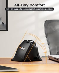 ProtoArc EM05 NL Vertikális Trackball Egér - Vezeték Nélküli Bluetooth Görgős Egér Ujjvezérléssel, Újratölthető, 3 Eszközös Csatlakozás, iPa 3