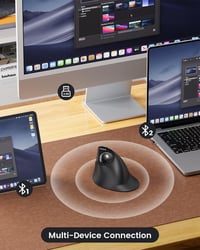 ProtoArc EM05 NL Vertikális Trackball Egér - Vezeték Nélküli Bluetooth Görgős Egér Ujjvezérléssel, Újratölthető, 3 Eszközös Csatlakozás, iPa 5