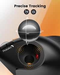 ProtoArc EM05 NL Vertikális Trackball Egér - Vezeték Nélküli Bluetooth Görgős Egér Ujjvezérléssel, Újratölthető, 3 Eszközös Csatlakozás, iPa 4