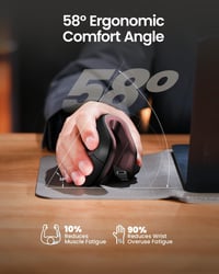 ProtoArc EM11 NL ergonomikus függőleges egér, vezeték nélküli, 3 eszközhöz, fekete-piros - red 7