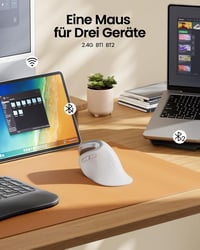 ProtoArc EM11 NL Ergonomikus Vertikális Egér, Vezeték Nélküli Tölthető, 3 Eszközös Csatlakozás, Bluetooth + USB, Csendes Kattintás, Kis-Köze 6