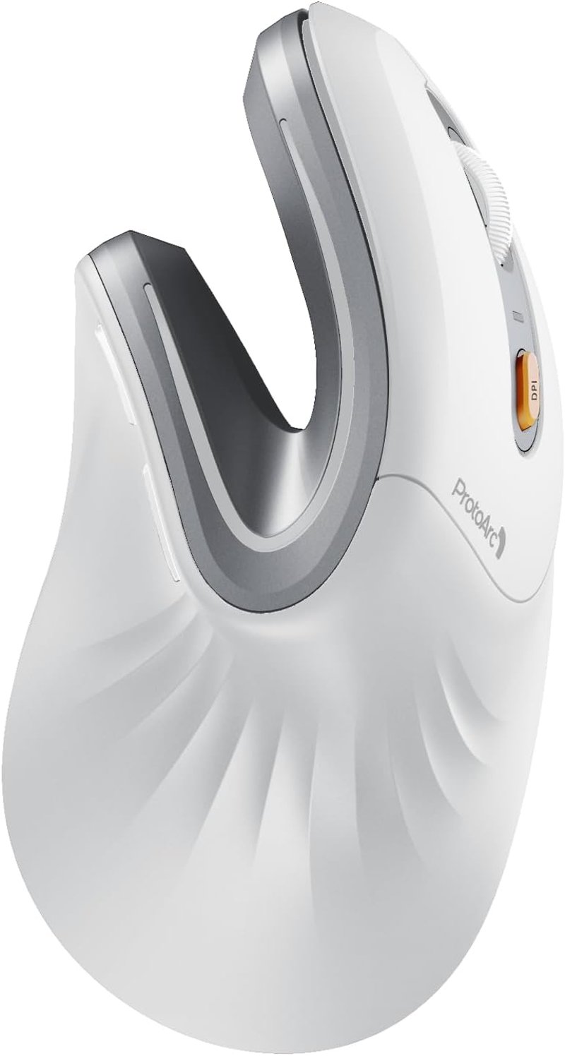 ProtoArc EM11 NL Ergonomikus Vertikális Egér, Vezeték Nélküli Tölthető, 3 Eszközös Csatlakozás, Bluetooth + USB, Csendes Kattintás, Kis-Köze