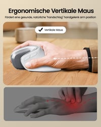 ProtoArc EM11 NL Ergonomikus Vertikális Egér, Vezeték Nélküli Tölthető, 3 Eszközös Csatlakozás, Bluetooth + USB, Csendes Kattintás, Kis-Köze 2