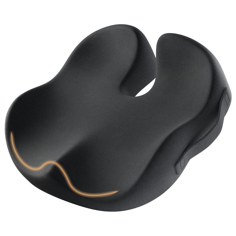 Ergonomický vankúš na sedenie ProtoArc na kancelársku stoličku, ortopedický, čierny, opora pre kríže a sedacie svaly na dlhé sedenie