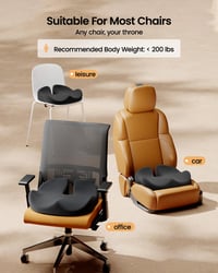 Ergonomický vankúš na sedenie ProtoArc na kancelársku stoličku, ortopedický, čierny, opora pre kríže a sedacie svaly na dlhé sedenie 5