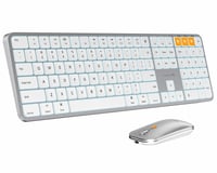 Set tastatură și mouse wireless Bluetooth ProtoArc KM100-A pentru Mac, full-size, reîncărcabil, pentru mai multe dispozitive, compatibil cu MacBook Pro/Air, iPhone 1