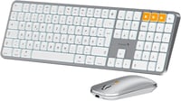 ProtoArc KM100-A Wireless Billentyűzet és Egér Szett Mac-hez, Bluetooth QWERTZ, Világító Billentyűk, MacBook Pro/Air, iPhone, iPad, Fehér 1