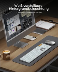 ProtoArc KM100-A Wireless Billentyűzet és Egér Szett Mac-hez, Bluetooth QWERTZ, Világító Billentyűk, MacBook Pro/Air, iPhone, iPad, Fehér 3