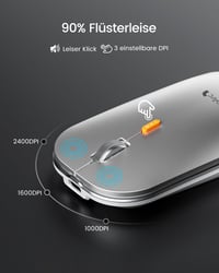 ProtoArc KM100-A Wireless Billentyűzet és Egér Szett Mac-hez, Bluetooth QWERTZ, Világító Billentyűk, MacBook Pro/Air, iPhone, iPad, Fehér 6