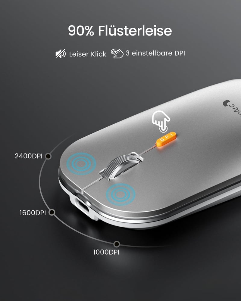 ProtoArc KM100-A Wireless Billentyűzet és Egér Szett Mac-hez, Bluetooth QWERTZ, Világító Billentyűk, MacBook Pro/Air, iPhone, iPad, Fehér
