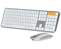 Bezdrôtová súprava klávesnice a myši ProtoArc KM100-A pre Mac, Bluetooth QWERTZ, podsvietené klávesy, MacBook Pro/Air, iPhone, iPad, biela 1