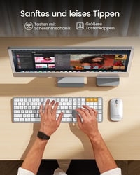 ProtoArc KM100-A Wireless Billentyűzet és Egér Szett Mac-hez, Bluetooth QWERTZ, Világító Billentyűk, MacBook Pro/Air, iPhone, iPad, Fehér 5